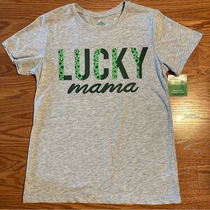 NWT Heathered Gray 'Lucky Mama' Tee size S